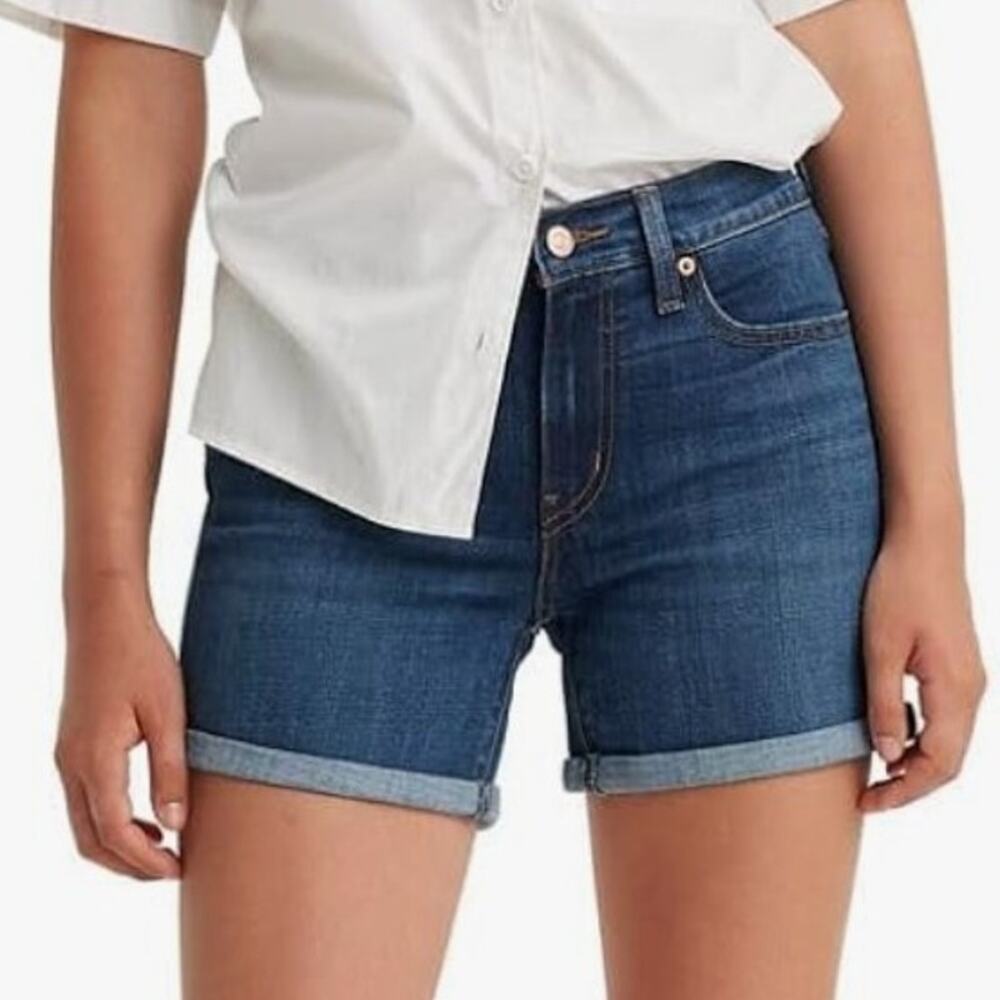 Levi's Mid Length Jean Shorts - 32 - Dark Wash
